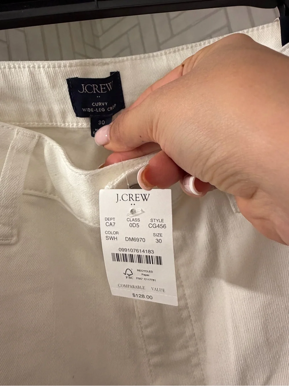 J. Crew Cropped Wide-Leg White Jeans